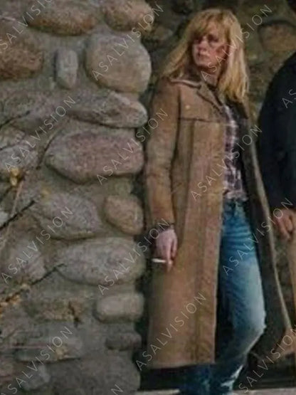 Yellowstone Kelly Reilly Leather Brown Coat