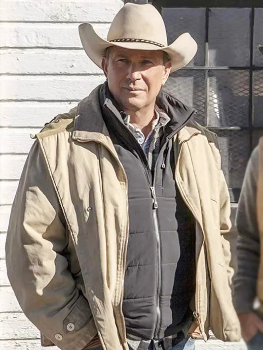 Yellowstone Kevin Costner Western Beige Jacket