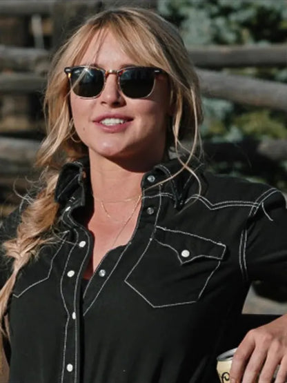 Yellowstone Season 4 Hassie Harrison Denim Shirt
