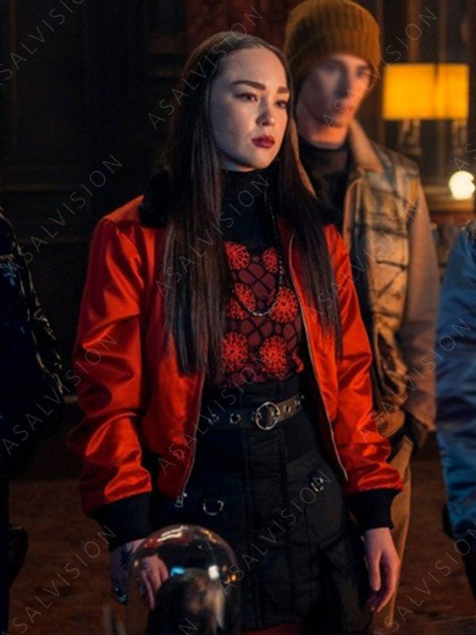 Yoko Tanaka Wednesday Bomber Red Jacket