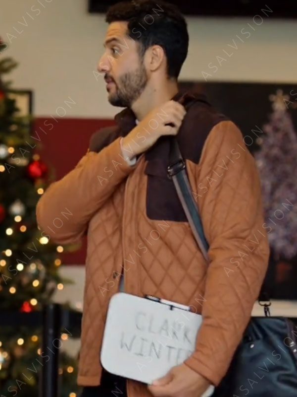 Zach Smadu Mom’s Christmas Boyfriend 2023 Zach Mitchell Brown Quilted Jacket