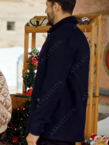 Zach Smadu Mom’s Christmas Boyfriend Blue Peacoat