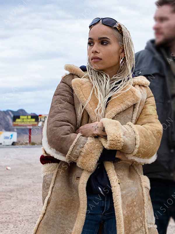 Zoe Kravitz Kin Milly Shearling Leather Coat