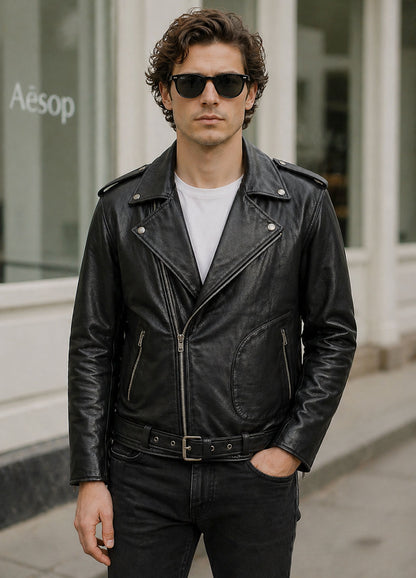 Malvorn Vintage Biker Black Jacket