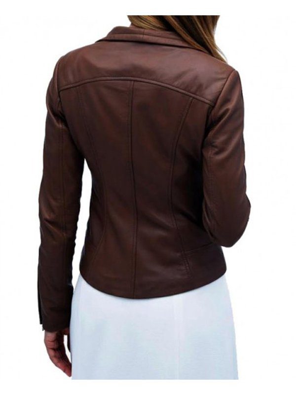 Arrow Lyla Michael Brown Leather Jacket Back