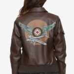 Captain Marvel Carol Danvers Bomber Leather Jacket Back