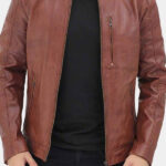Men's Benjamin Brown Biker Leather Jacket
