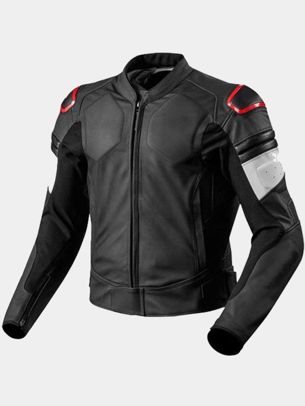 Men's Black Racer Leather Motorcycle Jacket