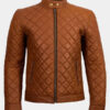 Men's Cafe Racer Quilted Leather Jacket