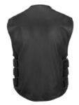 Men's Commando Style Motorcycle Leather Vest Back