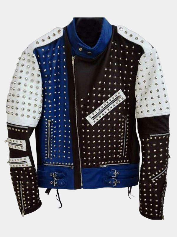 Men's Studded Funky Rider Cafe Racer Leather Jacket