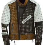 Mens Studded Funky Rider Cafe Racer Leather Jacket 2