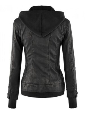 Women's Black Fitted Leather Bomber Jacket