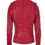 Women’s Brando Red Leather Biker Jacket Back