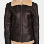 Women’s Brown Shearling Aviator Leather Jacket
