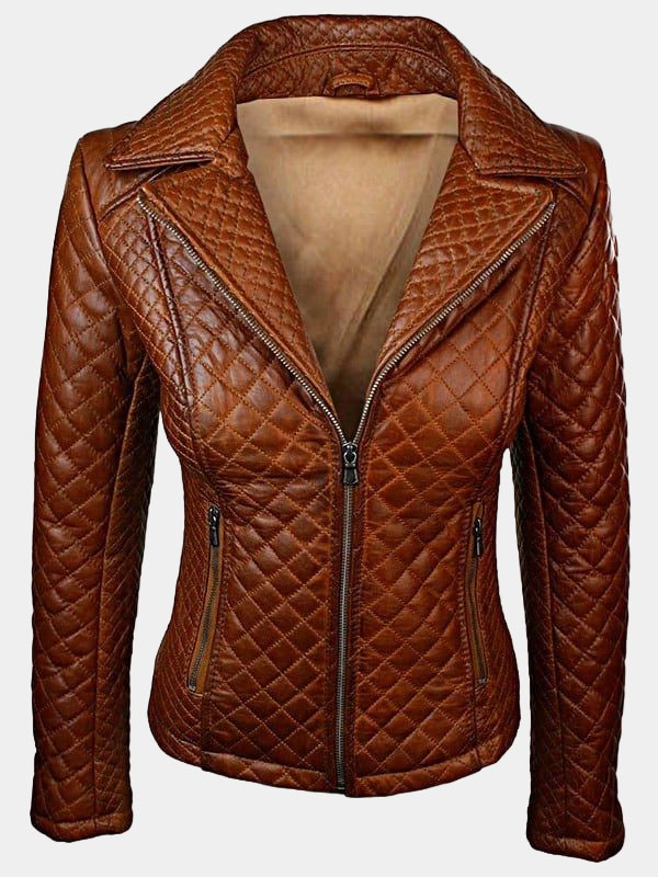 Women's Quilted Sheepskin Fashion Leather Jacket