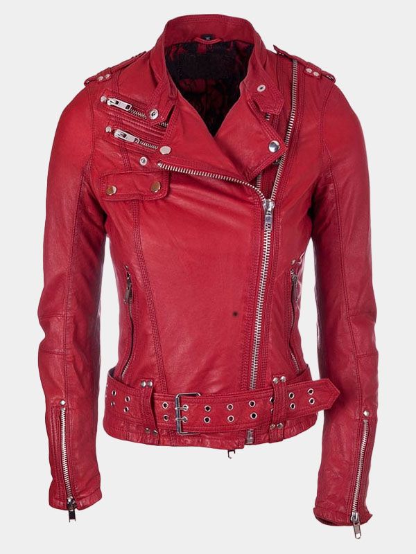 Womens Red Brando Leather Jacket