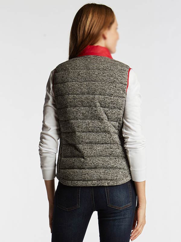 Womens Red Puffer Vest Back