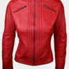 Women’s Red Sheepskin Biker Jacket