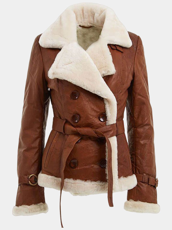Women's Shearling Brown Leather Jacket