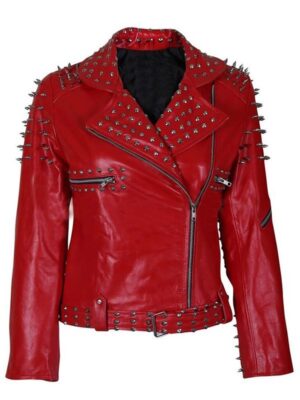Red Studded Leather Jacket