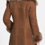 Women’s Suede Leather Shearling Coat Back 1