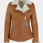 Women's Tan Brown Fur Shearling Leather Jacket
