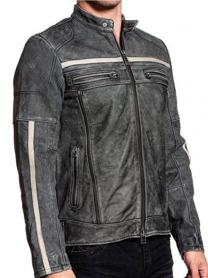 Distressed Men Biker Vintage Cafe Racer Leather Jacket 2