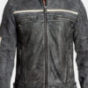 Distressed Men Biker Vintage Cafe Racer Leather Jacket