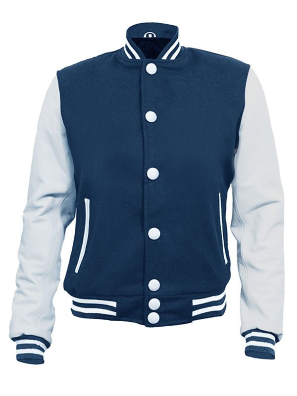 Dark Blue Varsity Jacket For Men's