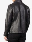 Men's Simple Black Cafe Racer Leather Jacket
