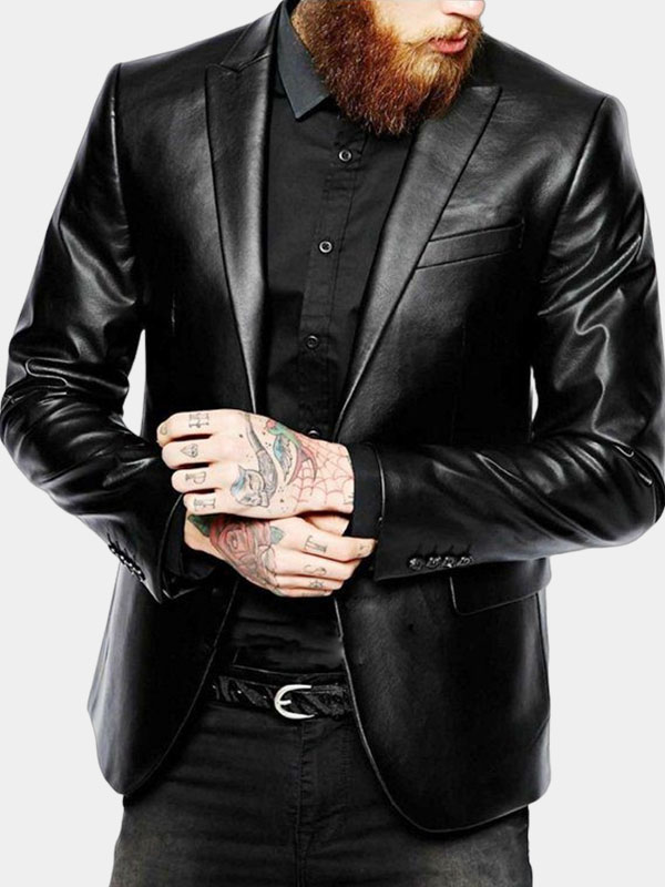 Men's Slim Fit Lambskin Leather Blazer