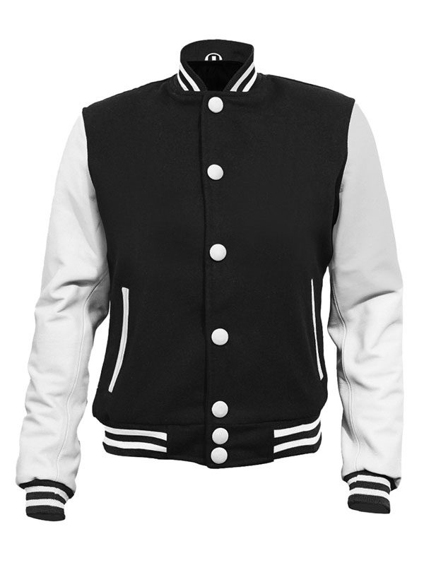 Stylish Black Varsity Bomber Jacket For Men's