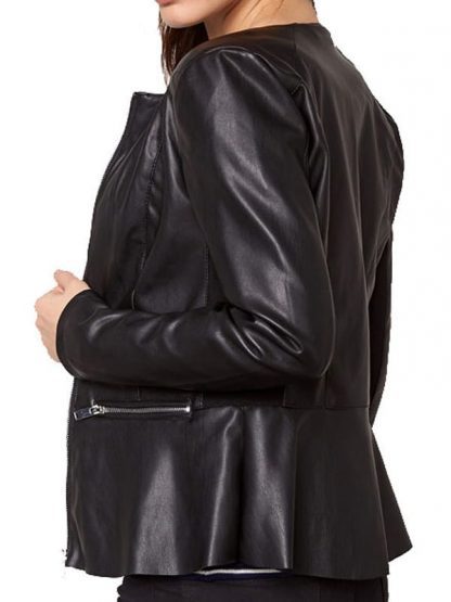Womens Fashion Designer Leather Jacket Black 3