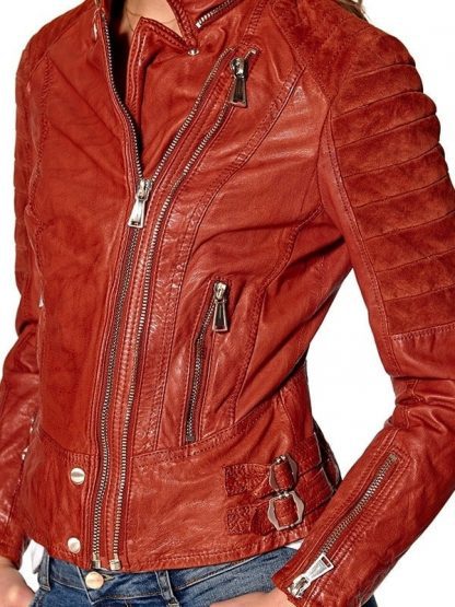 Women's Slim Fit Waxed Leather Jacket