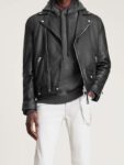 Black Lambskin Leather Motorcycle Jacket For Men's
