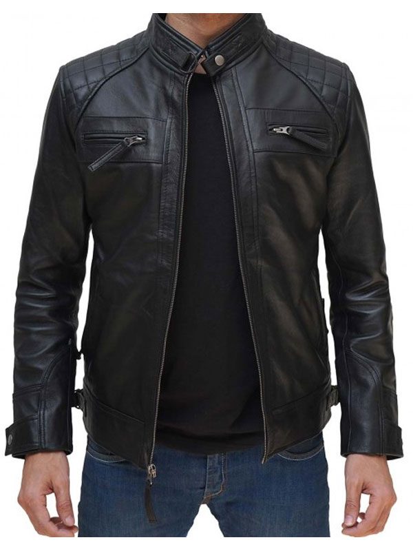 Black Leather Jacket With Hood