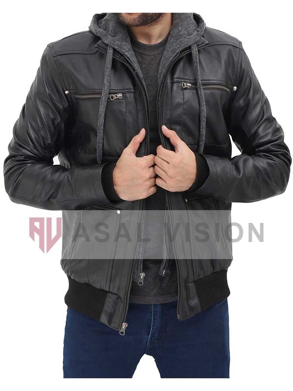 Bomber Real Leather Jacket For Men's