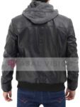 Hooded Style Bomber Real Leather Jacket For Men's