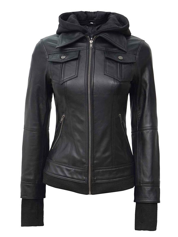Leather Jacket In Black Color