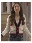 Lily Collins Tv Series Emily in Paris Lily Collins White Cardigan
