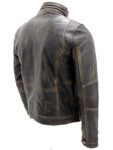 Men Black Vintage Moto Brando Leather Jacket