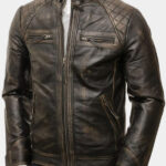 Men Real Leather Vintage Biker Jacket