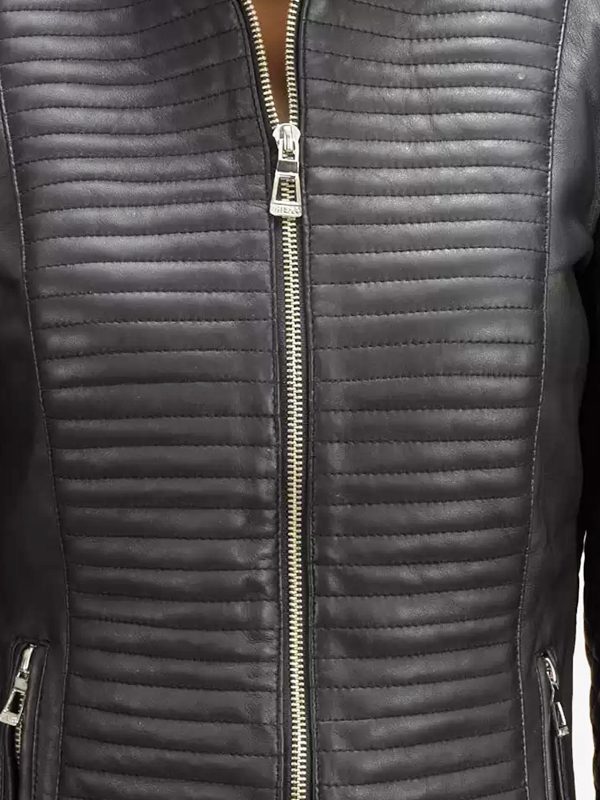 Quilted Motorcycle Leather Jacket For Women's