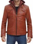 Real Leather Jacket With Hood For Men's