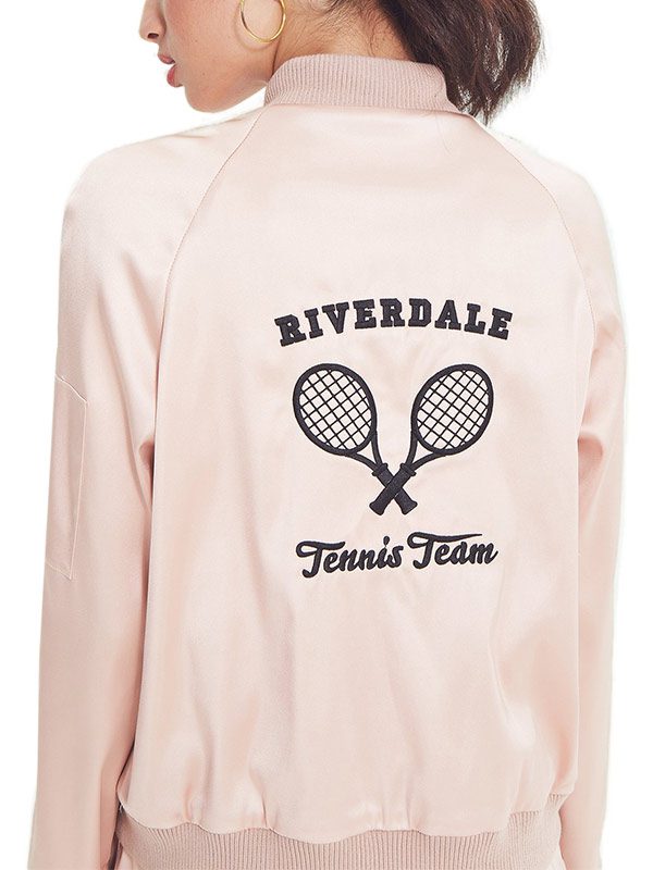 TV Series Riverdale Tennis Team Pink Satin Varsity Jacket