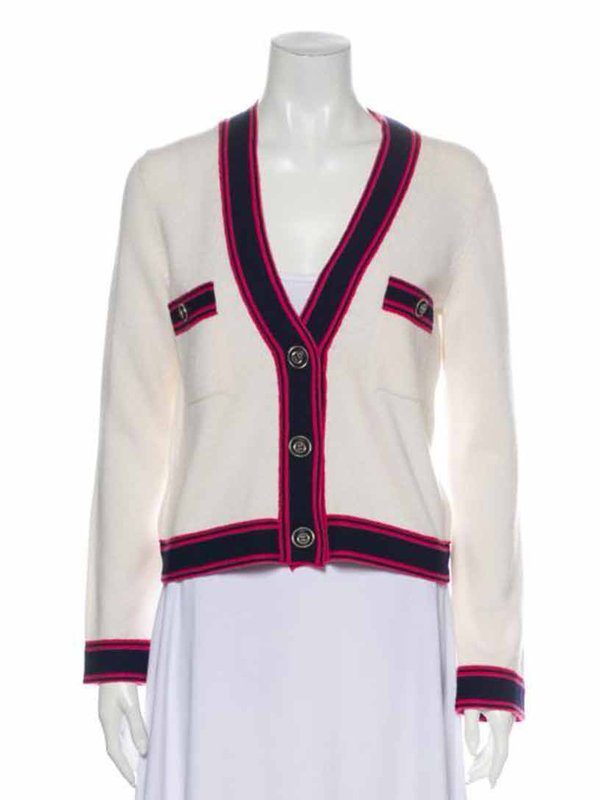 Tv Series Emily in Paris Lily Collins White Wool Cardigan