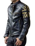 UK Flag Black Motorcycle Leather Jacket