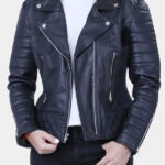 Women's Black Quilted And Padded Biker Jacket