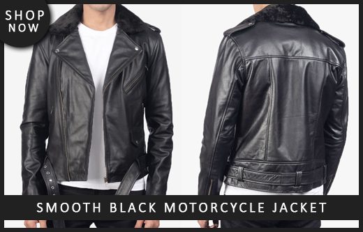Men’s Smooth Black Motorcycle Jacket
